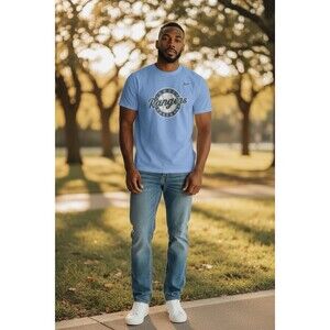 The Nike Tee Men’s Graphic T-shirt Texas Rangers Baseball Sports Light Blue